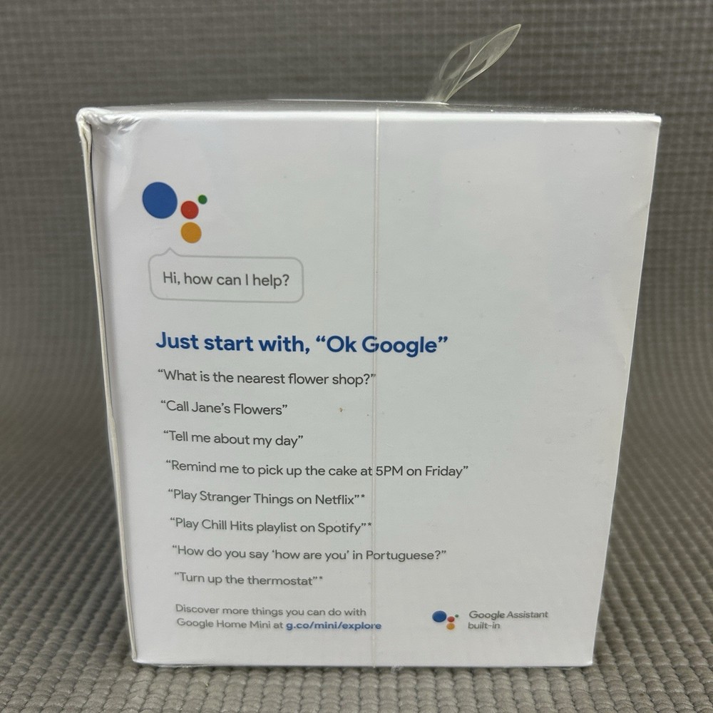 GOOGLE HOME MINI (1st Generation) Smart Speaker w/Google Assistant Chalk NEW