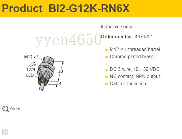 Original TURCK Proximity Switch BI2-G12K-RN6X Induction Switch Sensor