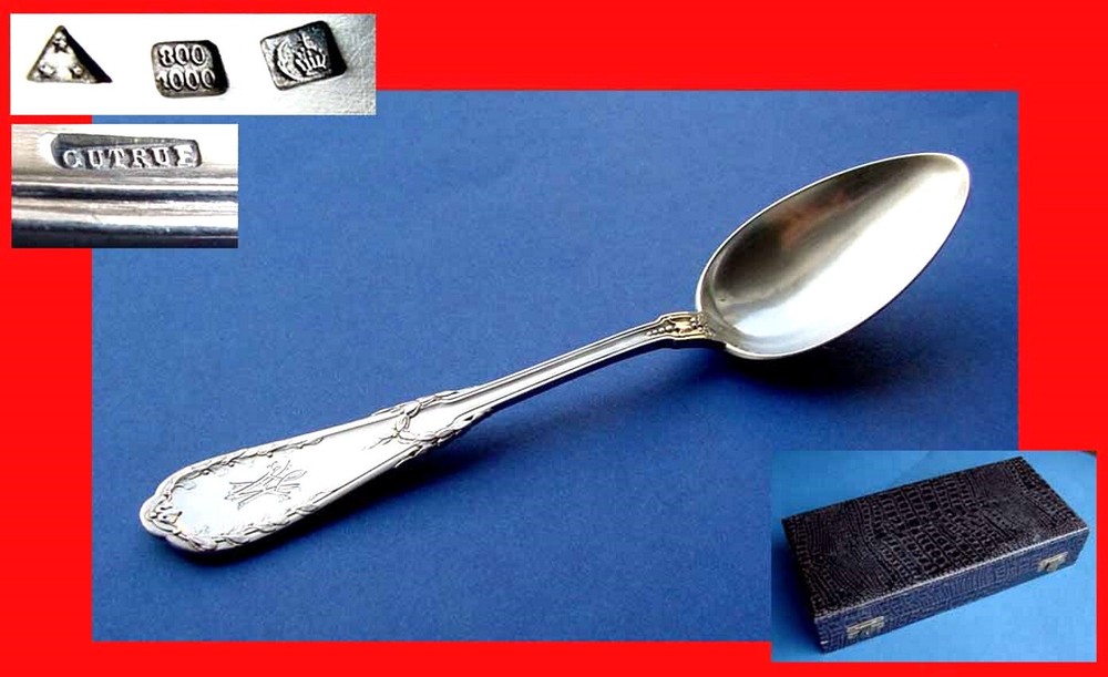 Set, 6 Large Solid Spoons, Belgium, GUTRUF, 800 Silver B605