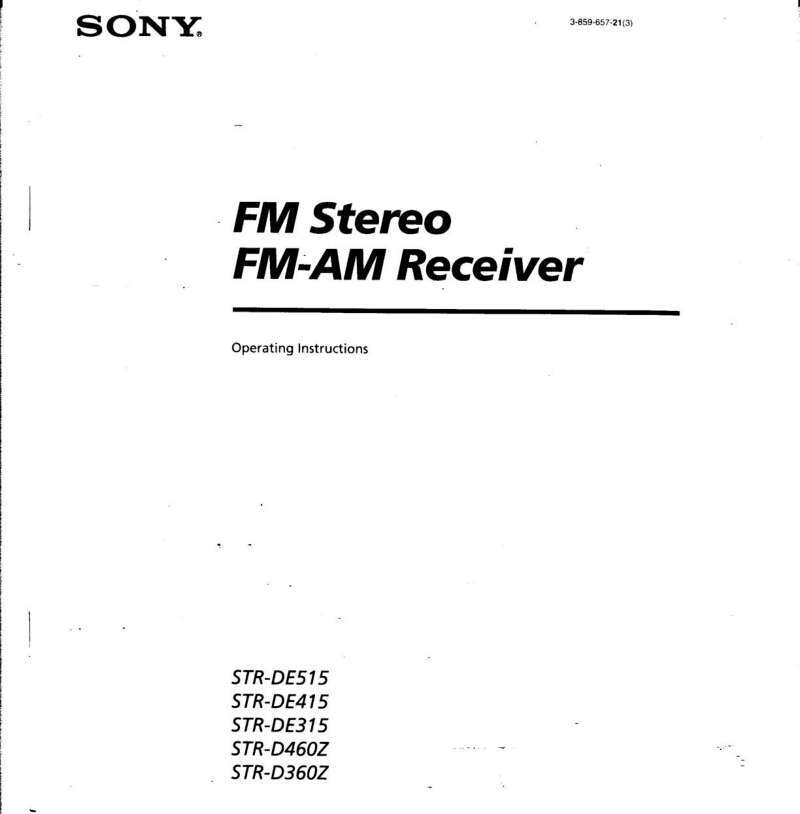 Sony STR-D360Z Amplifier / Receiver Owners Instruction Manual