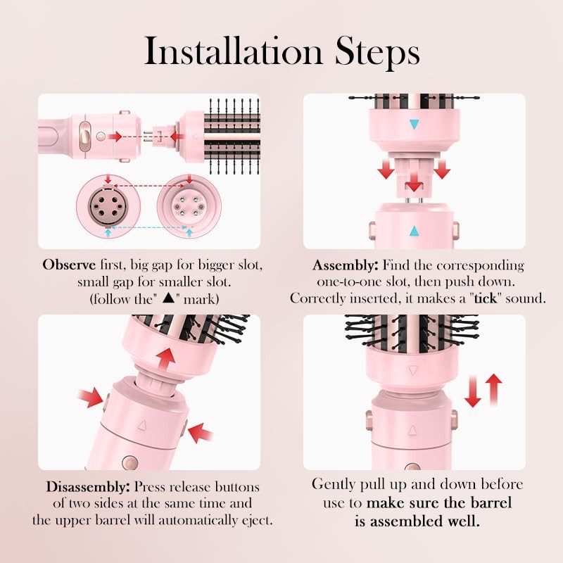 3-in-1 Interchangeable Automatic Rotating Curling Iron & Thermal Brush Set, 1...