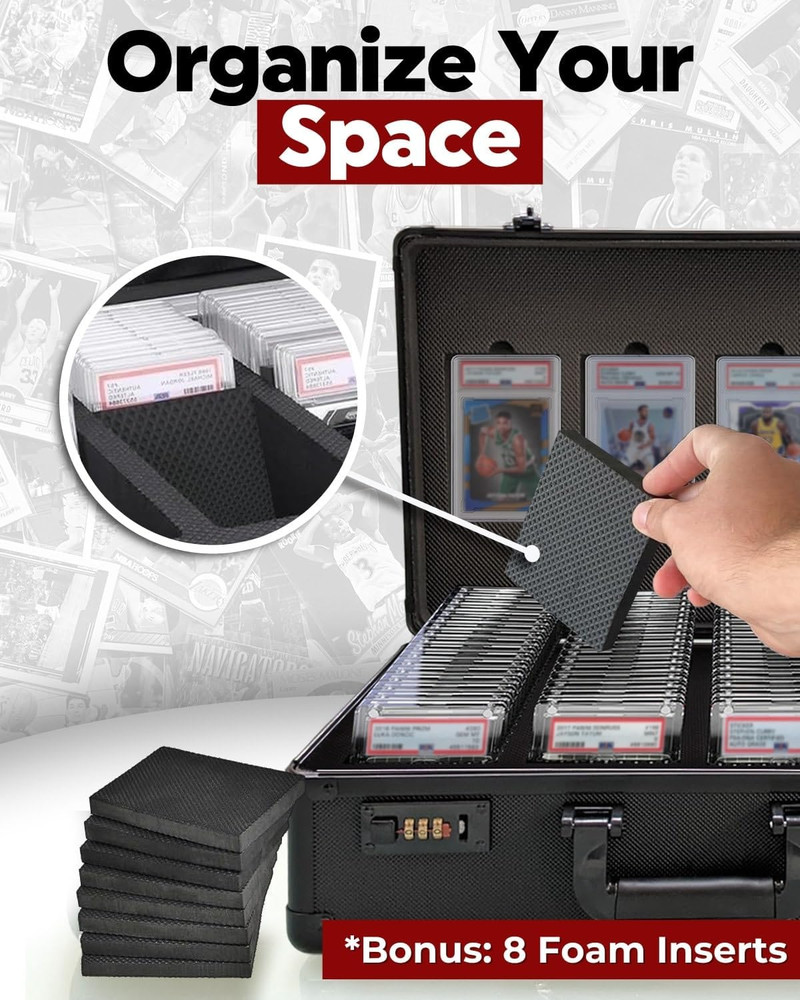 Graded Card Case - Durable PSA Slab Case with Combination Lock - 4 Row Graded Ca