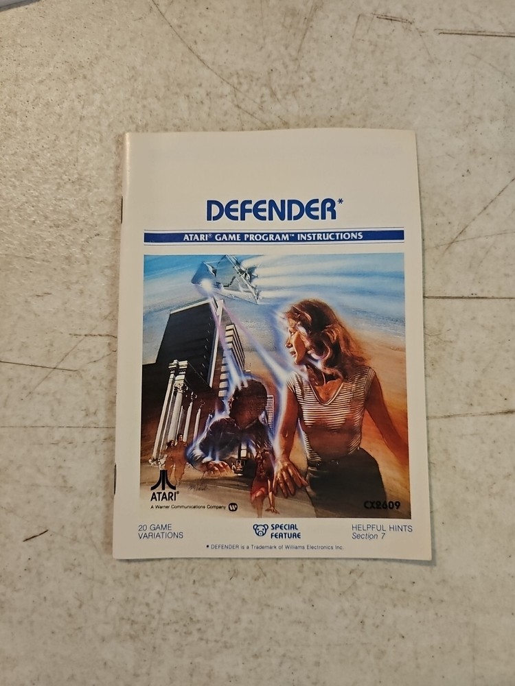 Defender Atari Video Game Program Instructions Insert Vintage 1982
