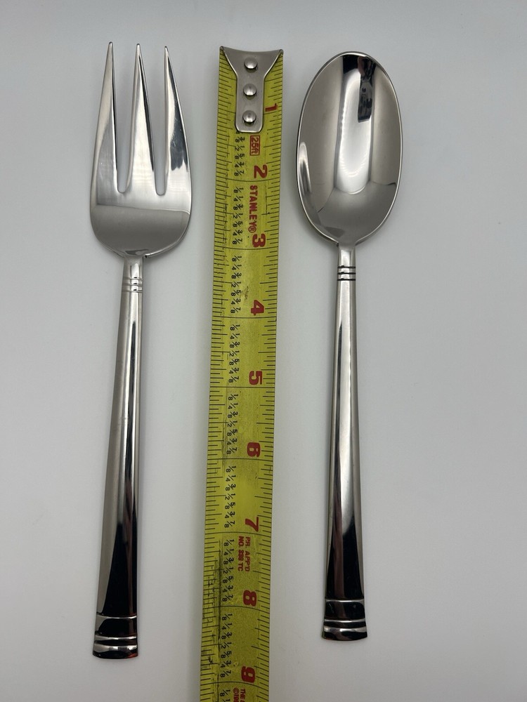 Oneida Sunnybrook Serving Spoon & Meat Fork Set Of 2 Stainless Glossy Flatware