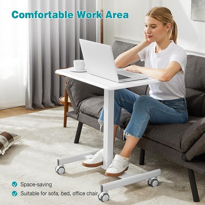 Adjustable Sit Stand Desk Mobile Rolling Lockable Ergonomic Workstation New