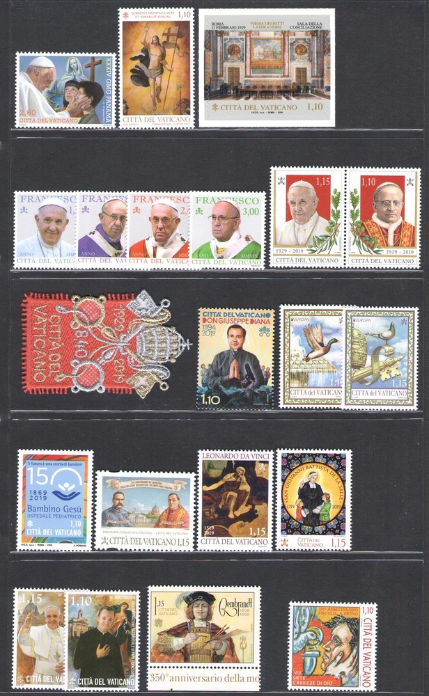 2019 Vatican, Complete Year 27 Values + 6 Sheets + 1 Booklet, MNH **