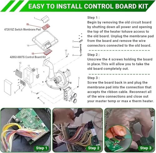 Upgrade Control Board Kit Replacement for Pool & Spa Heater - Fits MasterTemp, M