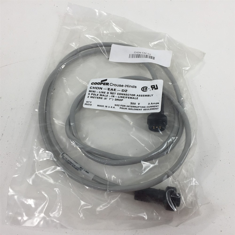 Cooper Crouse-Hinds CHDN-EAE-D2 Double Ended Cordset Mini-Line D Net 5 Pole 2M