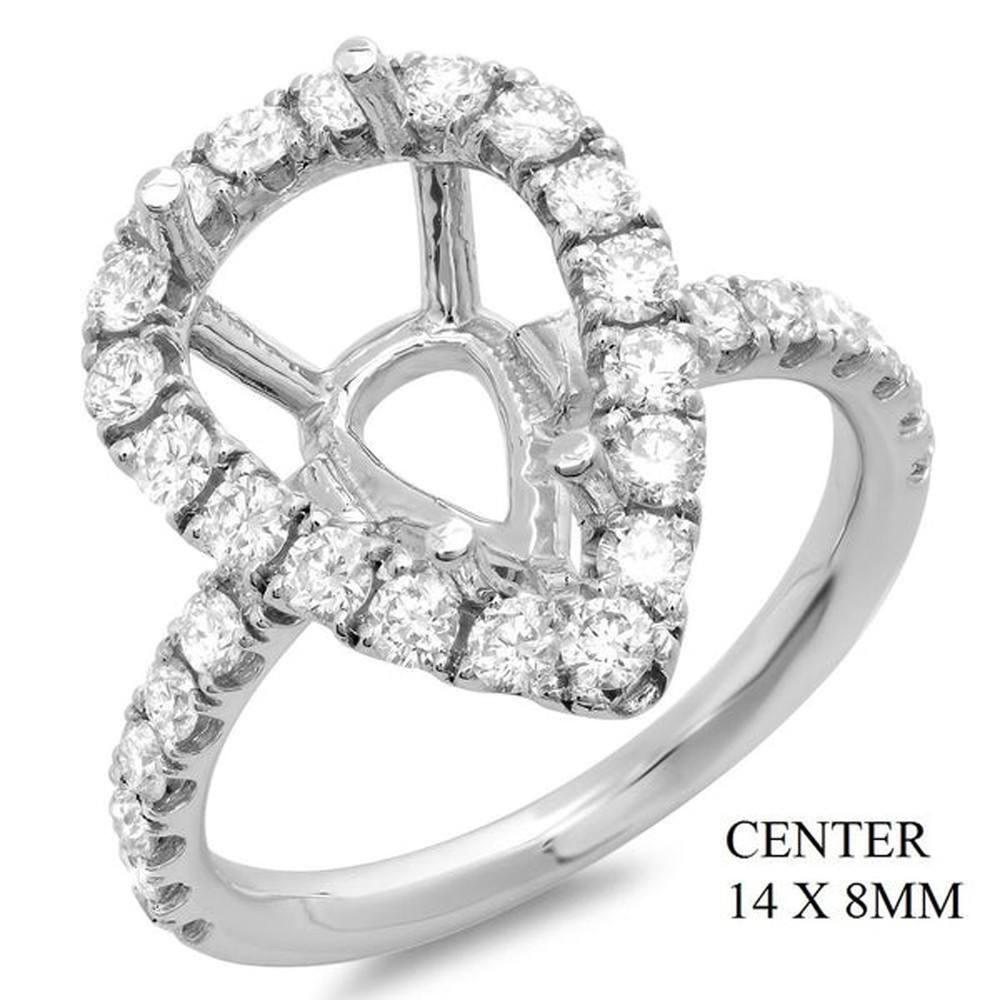 925 Sterling Silver Pear 14x8mm Ring Setting Semi Mount Blank Ring