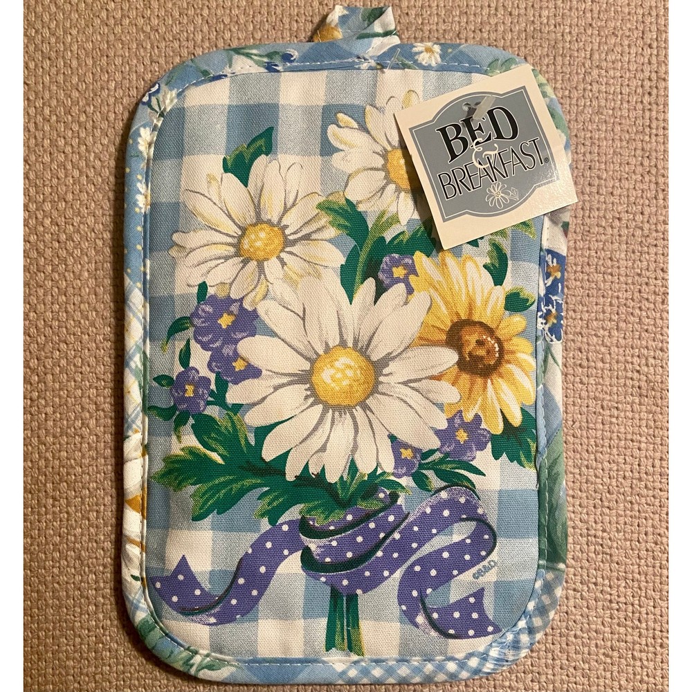 Vintage B&D California Rectangle Potholder Floral Daisy Patch Daisies