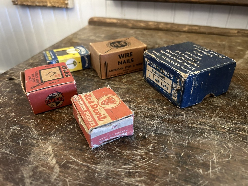 Vintage Hardware Boxes-Full-Nails, Staples Etc.