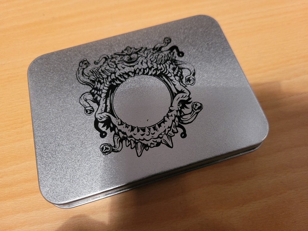 6 piece Polyhedral Dice Set with Silver Beholder Case DND D&D (1 missing from 7)