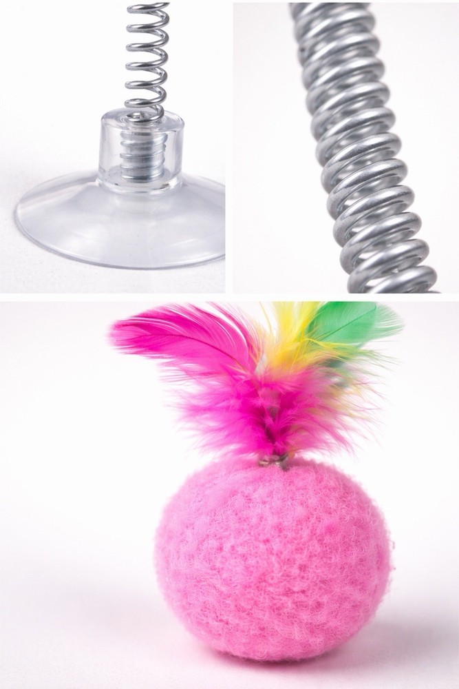 Interactive Cat Toy with Suction Cup 3 Pack | Keeps Cats Busy |Spring Toy