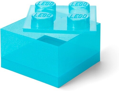 LEGO Stackable Storage Brick with 4 Knobs, Light Blue with a Glitter Top Lid [Ne