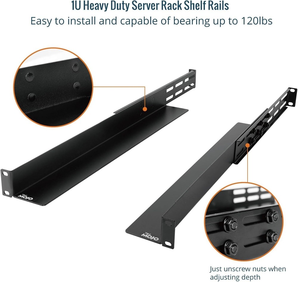 1U Alloy Steel Rack Mount Rails with Adjustable Depth for Server Equipment