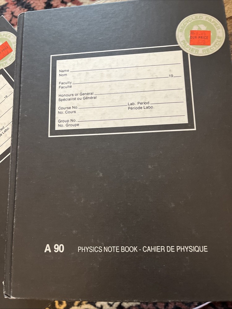 2 Vintage Blueline Lined & Graph Physics Notebooks Hardcover Canada 200 pages ea