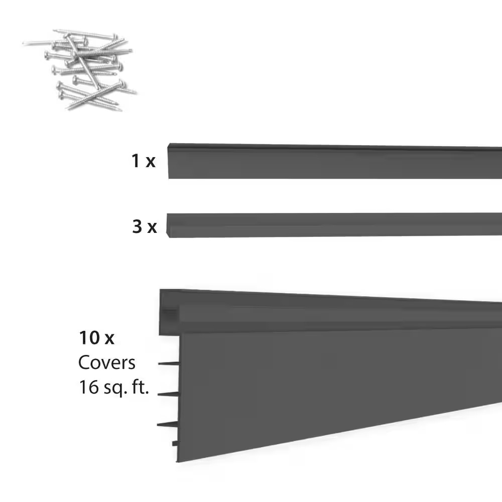 PVC Slatwall 4 Ft. X 4 Ft. Charcoal