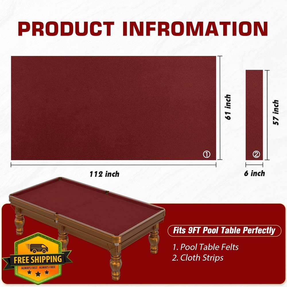Pool Table Felt Cloth Billiard Fabric with Strips Staple Remover Kit