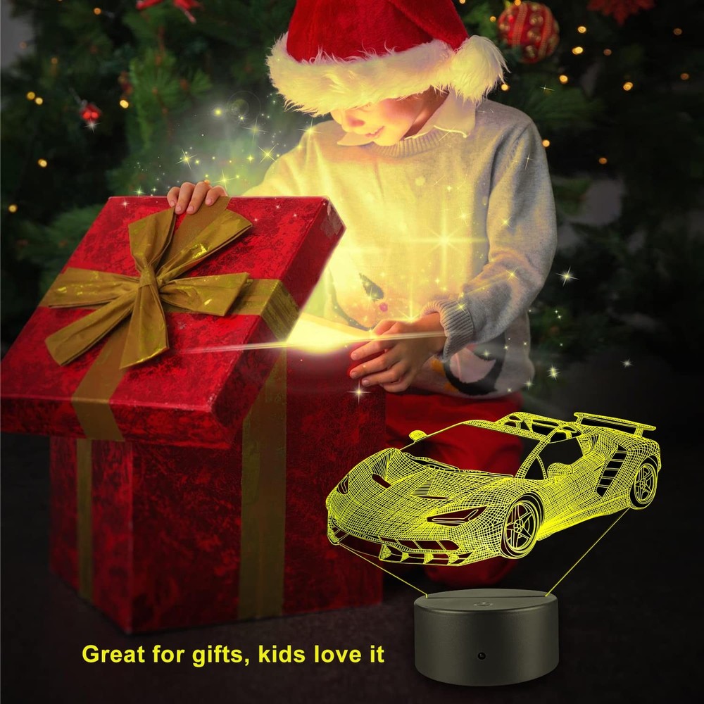 Race Car Lamp 7 Color Changing Night Light Touch Remote Control Timer