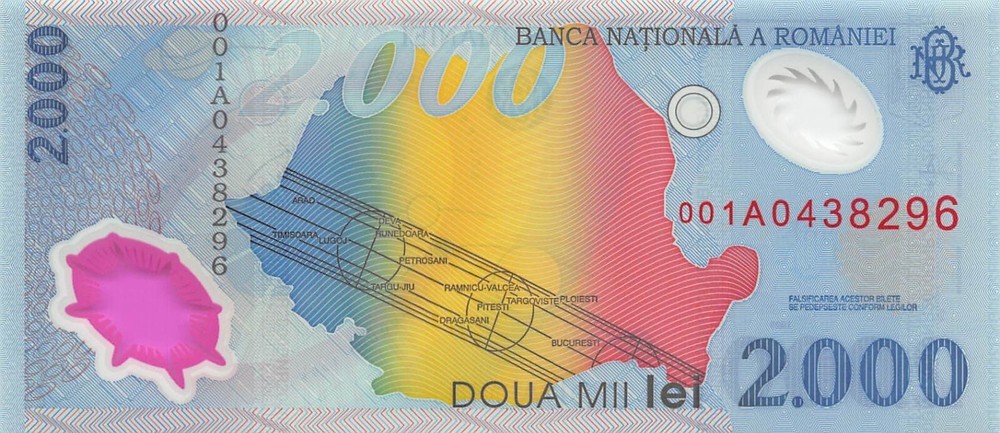 Romania 2.000 2000 Series 001A Millennium Eclipse Uncirculated Banknote Zi2