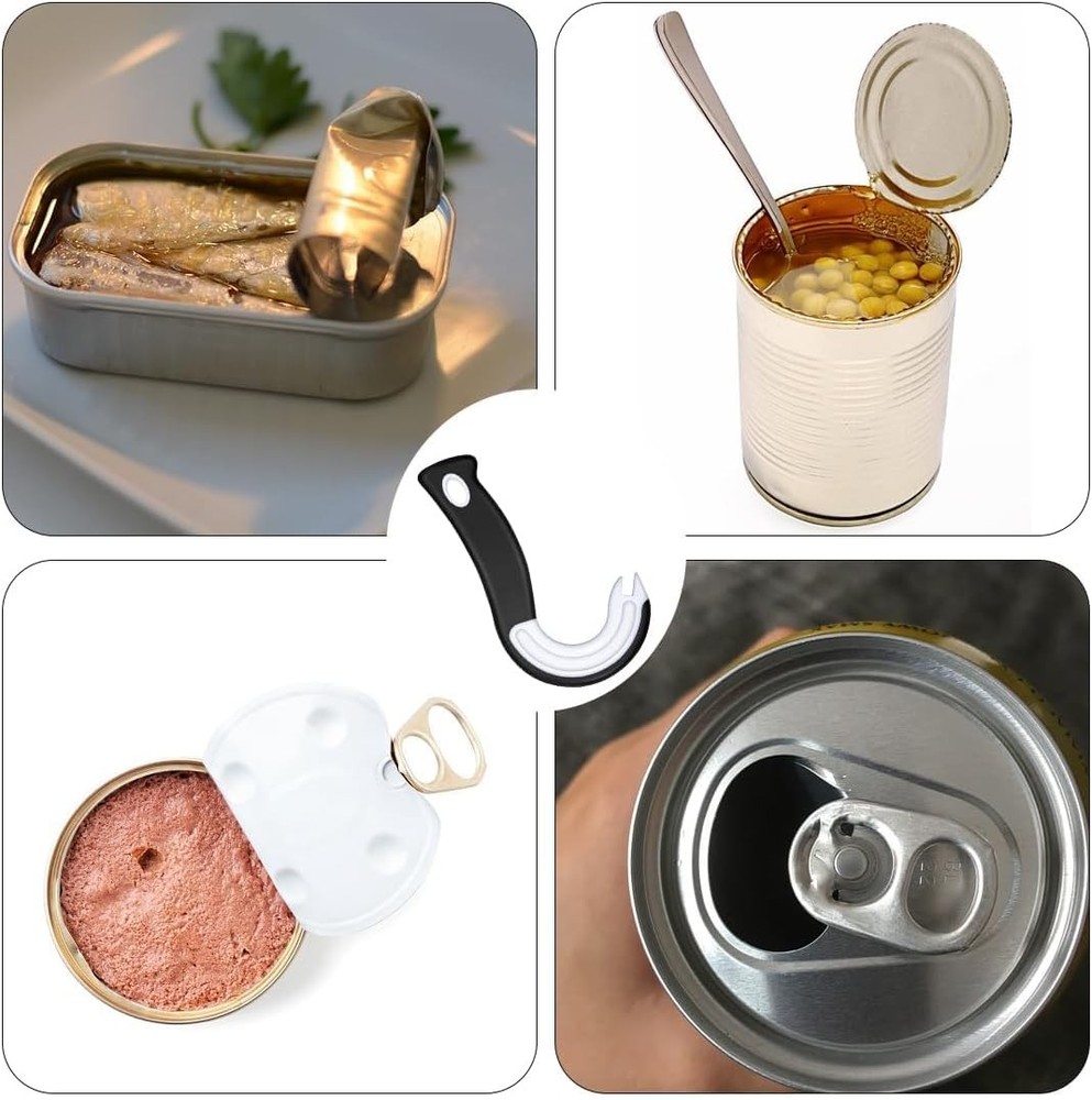 2Pcs Ring Pull Can Opener Ergonomic Tab J Shape Handy Ring Pull Opener