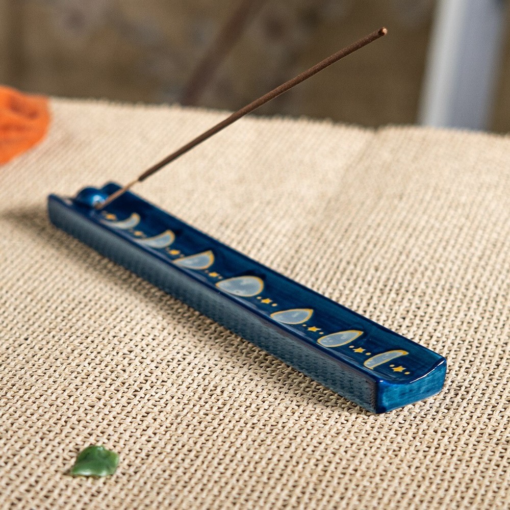 PT Pacific Giftware Blue Moon Phase Ceramic Incense Burner Holder