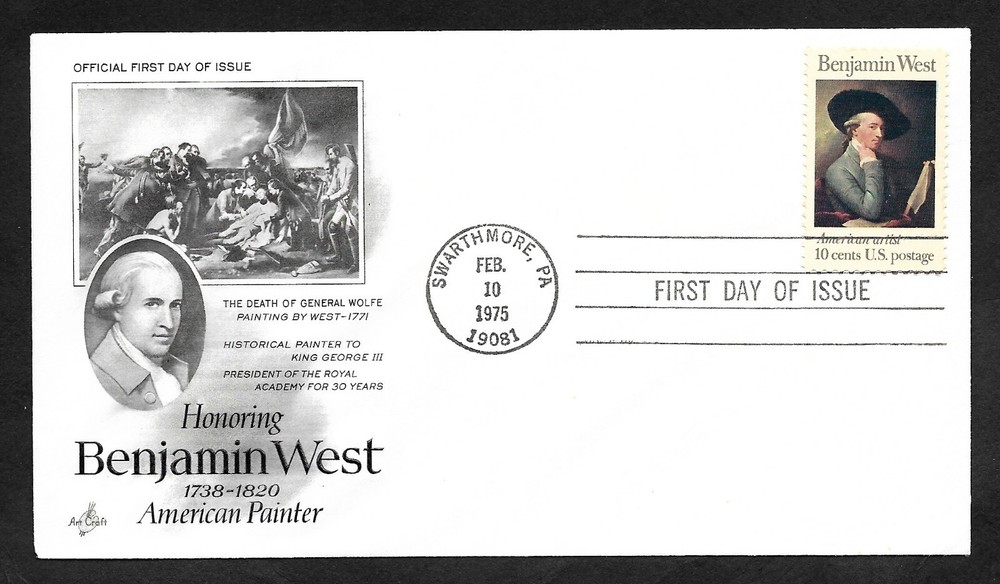 #1553 10c Benjamin West - ArtCraft FDC