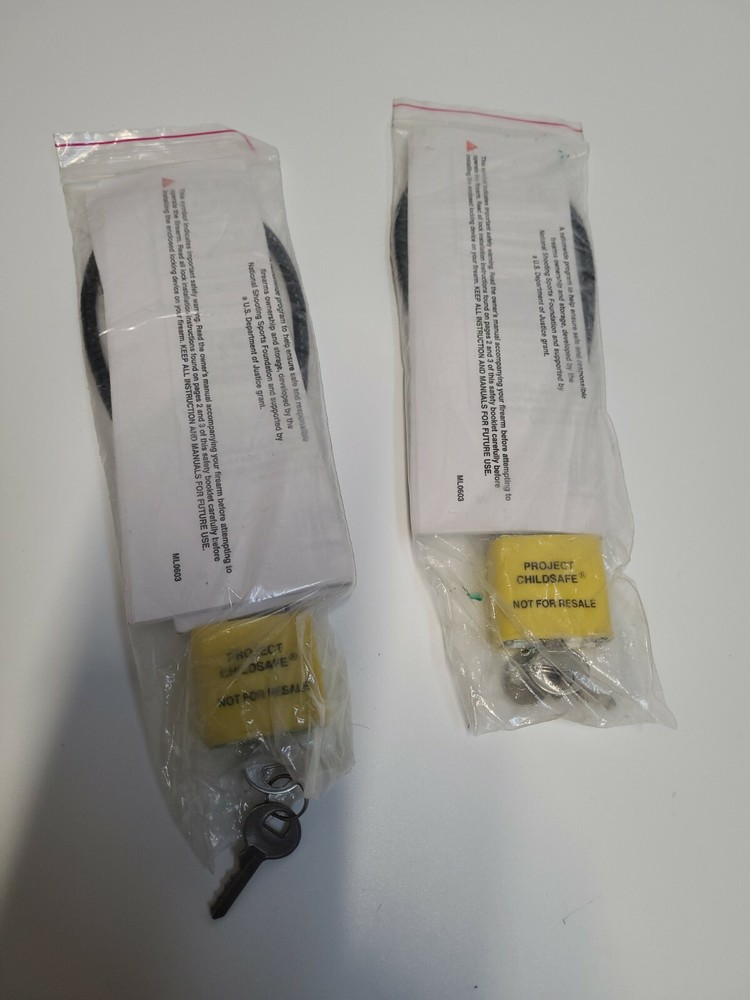 (2) New Firearm Lock Cable Project Childsafe lot