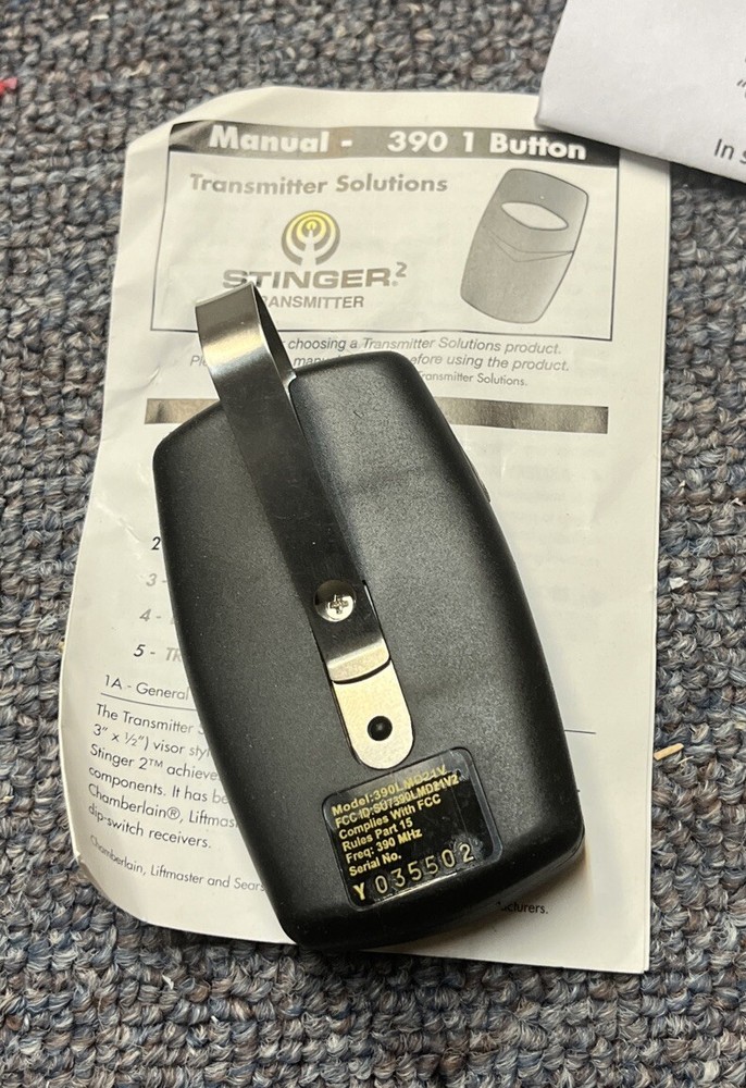 Stinger 2 390MHZ One Button Transmitter Garage/Gate Opener