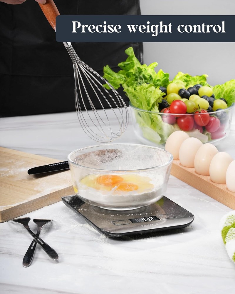 Compact 11lb Digital Food Scale with LCD Display & Tare Function, Stainless Stee