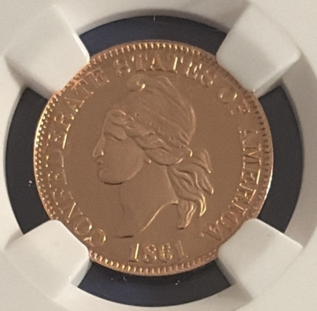 1861 Confederate Cent Smithsonian 2011 Restrike NGC 150th Anv Copper Gem Proof