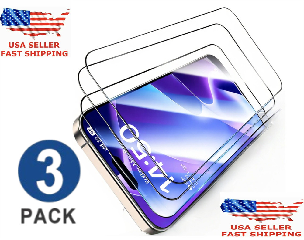 3X Tempered Glass Screen Protector for iPhone 16 15 Pro Max