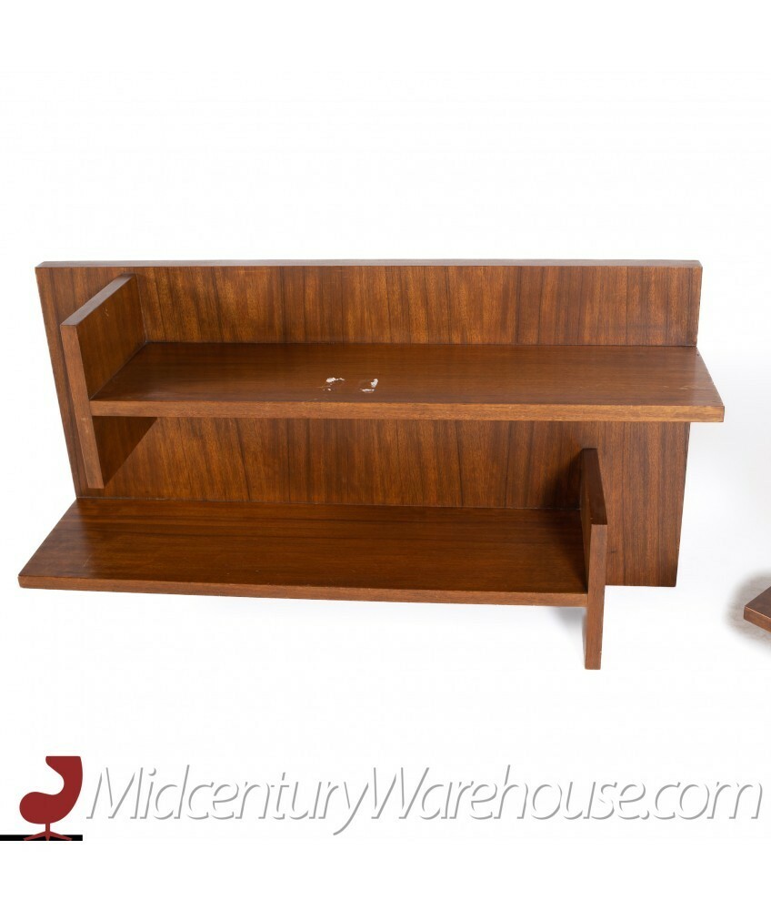 Mid Century Walnut Floating Shelves - Pair