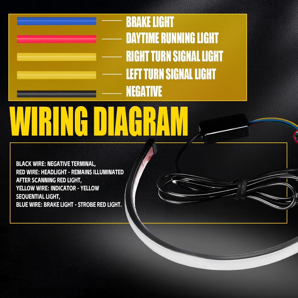 Motorcycle Flowing Sequential Switchback DRL Turn Signal LED Strips Tail Light