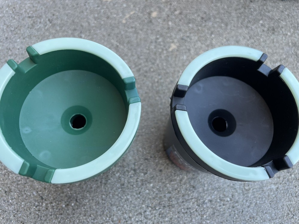 Portable Ashtray 2 Count Green And Black Plastic.