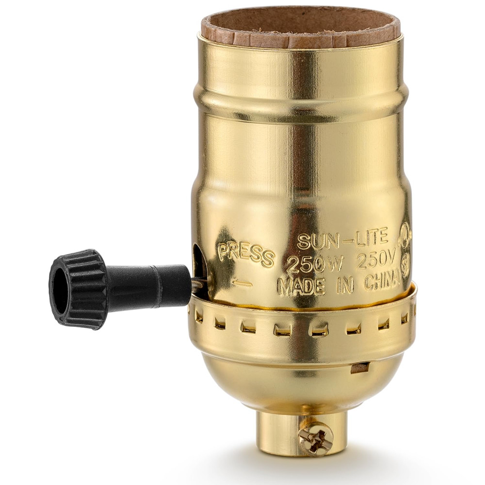 3 Way Lamp Socket Replacement, E26 Threaded Base, Turn Knob for Low-Medium-High