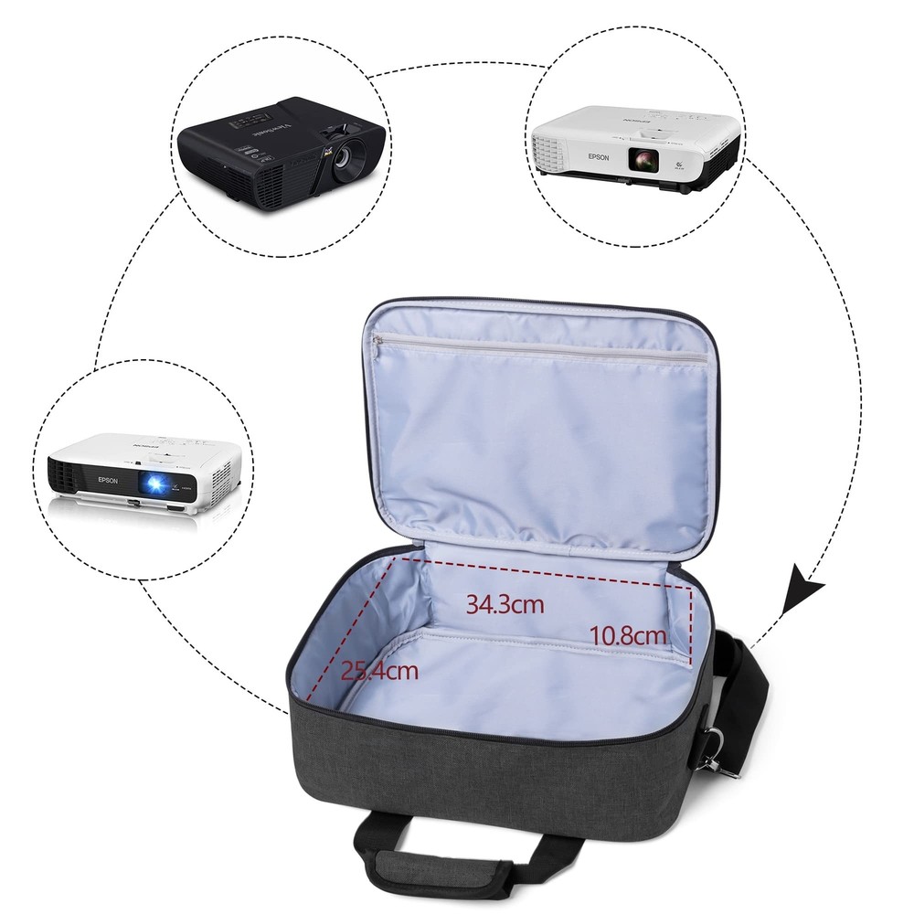 Luxja Projector Case, Projector Bag with Accessories Storage Pockets (Compati...