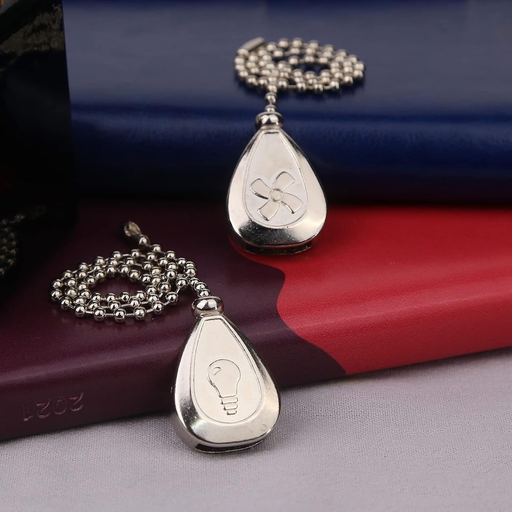 Silver Ceiling Fan Pull Chain, 12 Inches Decorative 4Pack