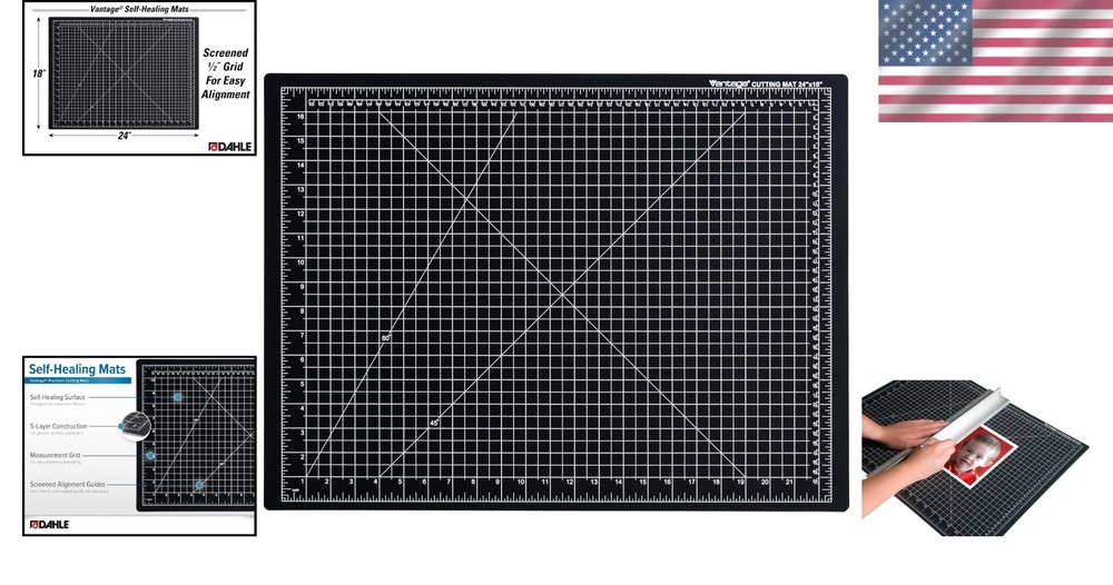 Durable 18"x24" Self-Healing Cutting Mat with 5-Layer Design for Precision Work