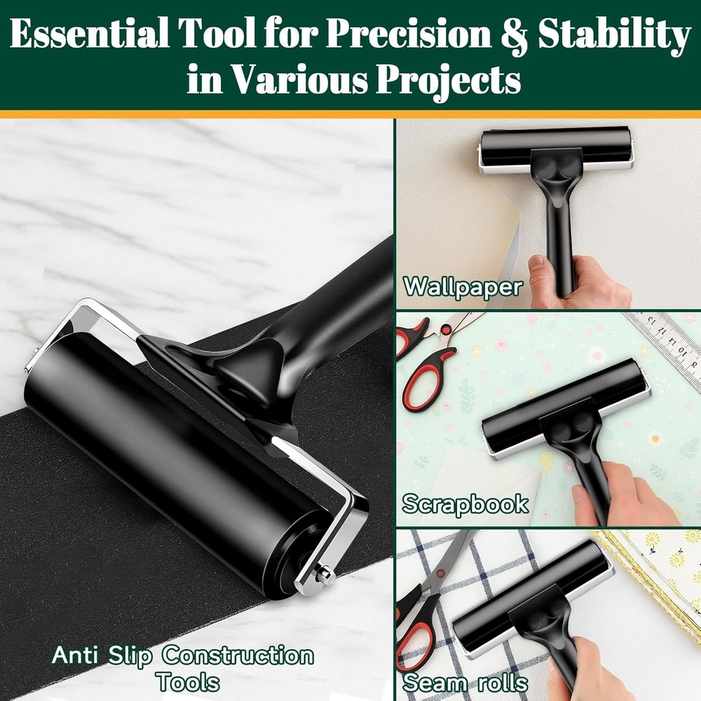 4 Inch Rubber Roller Brayer Rollers for Crafting, Hard Rubber Rollers for Printm