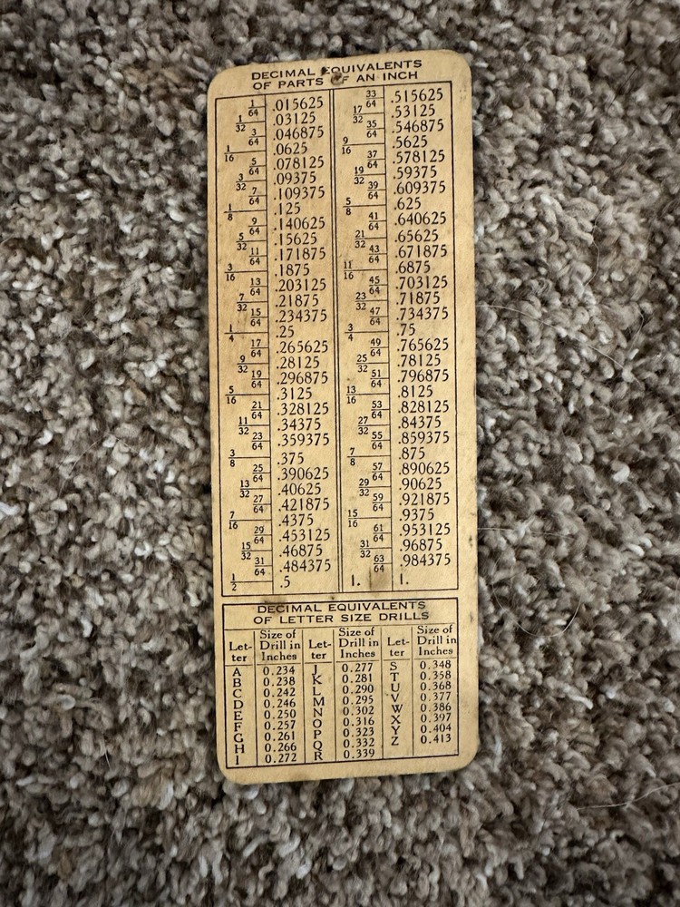 Vintage LUFKIN TOOLs Screw Threads Wheel Chart & LUFKIN Decimal/Drill Chart