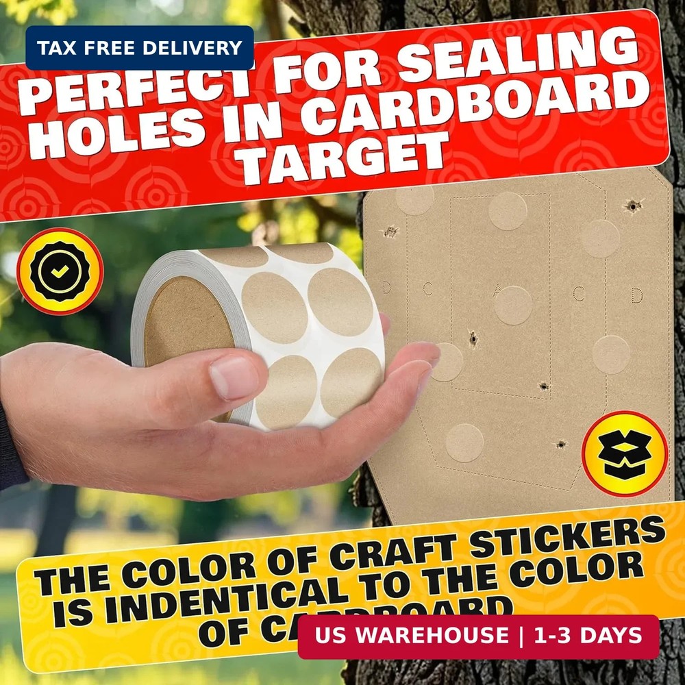 1000 Pcs Target Pasters - 1" IDPA Сardboard Target Stickers - Solid Construction