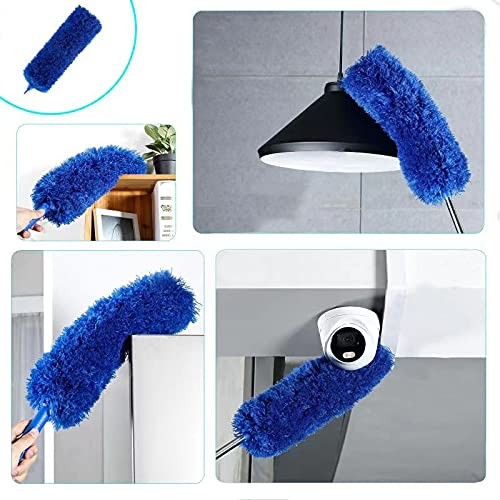 Duster, Microfiber Dusters with 2 Handle Sets, Durable 15-98.1 Inches Dark Blue