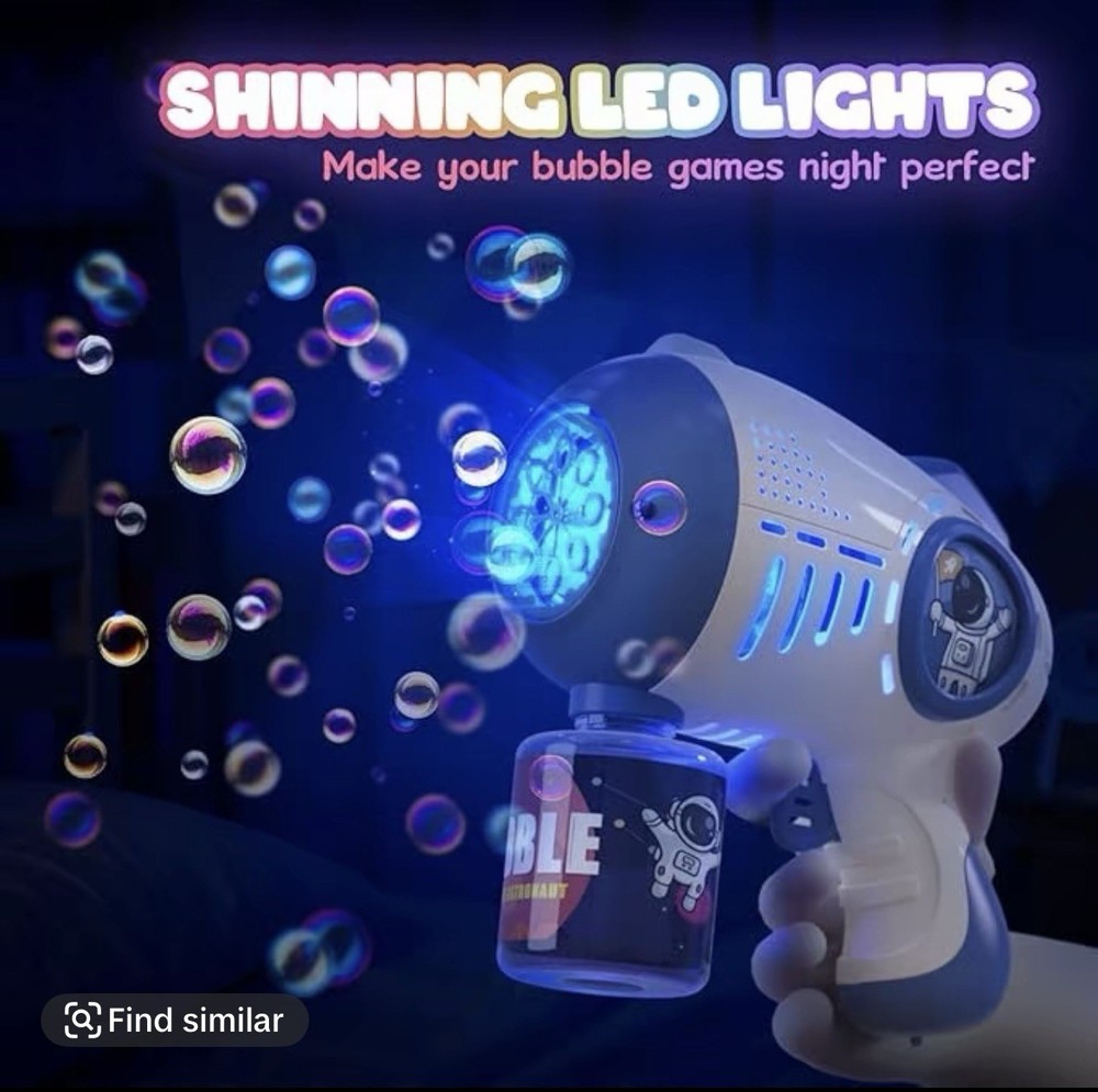 2 Pack Bubble Gun for Kids, LED Light Up Automatic Bubble Machine