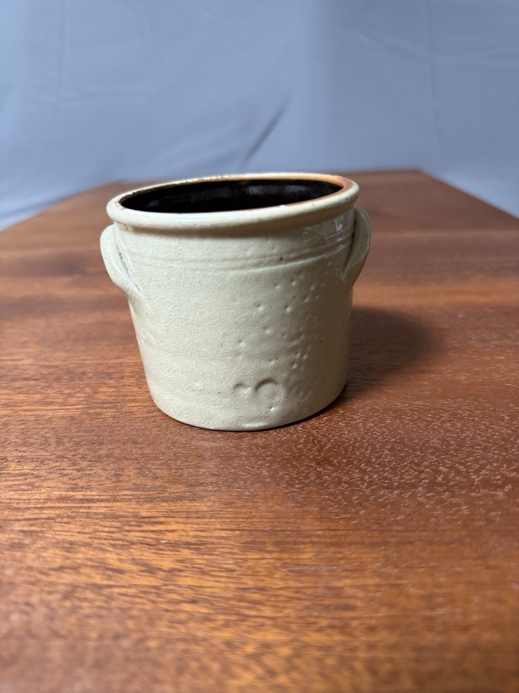 Rustic Studio Pottery Mini Crock Cobalt Blue Primitive Stoneware Crock