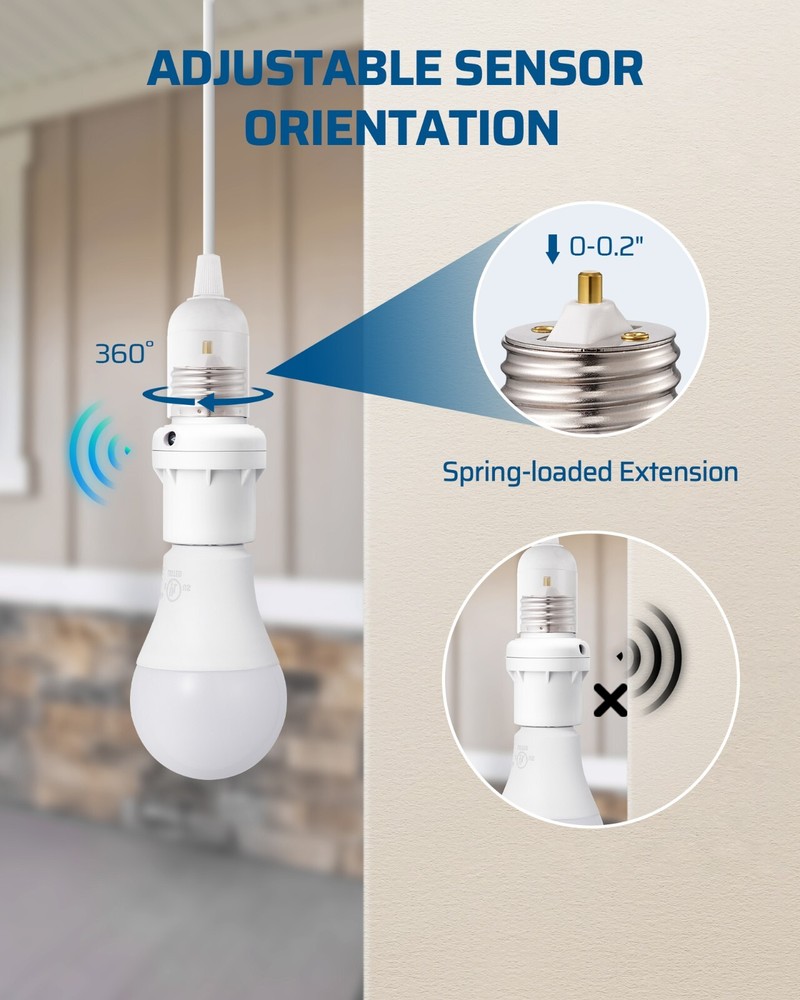 DEWENWILS 4 Pack Dusk to Dawn Light Socket Adapter, 360° Sensor Rotation, E26