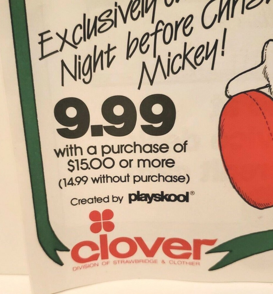 ADVERTISEMENT SHEET CLOVER STRAWBRIDGE CLOTHIER PLAYSKOOL DISNEY MICKEY MOUSE