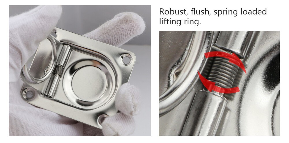 2X Marine Stainless Steel Flush Lifting Handle Ring Pull Hatch Latch