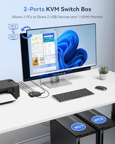 USB KVM Switch For Two Computers One Monitor