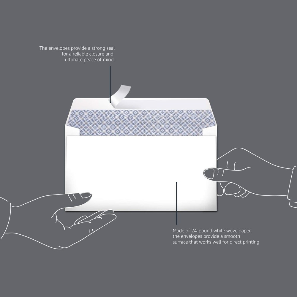 Amazon Basics #6 3/4 Security-Tinted Self-Seal Envelopes for 100-Pack, White